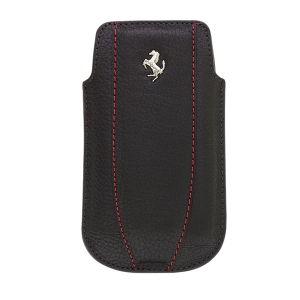  CG Mobile Ferrari Leather Sleeve Case FF Collection Black/Red for iPhone 4/4S (FEMOIPBLR)